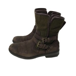 UGG Australia Simmens Wool Lined Brown Leather Waterproof Zip Boots Womens 9.5